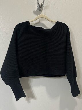 Zaful Black Ribbed Knit Crop Sweater